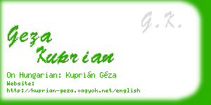 geza kuprian business card