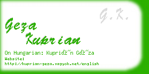 geza kuprian business card